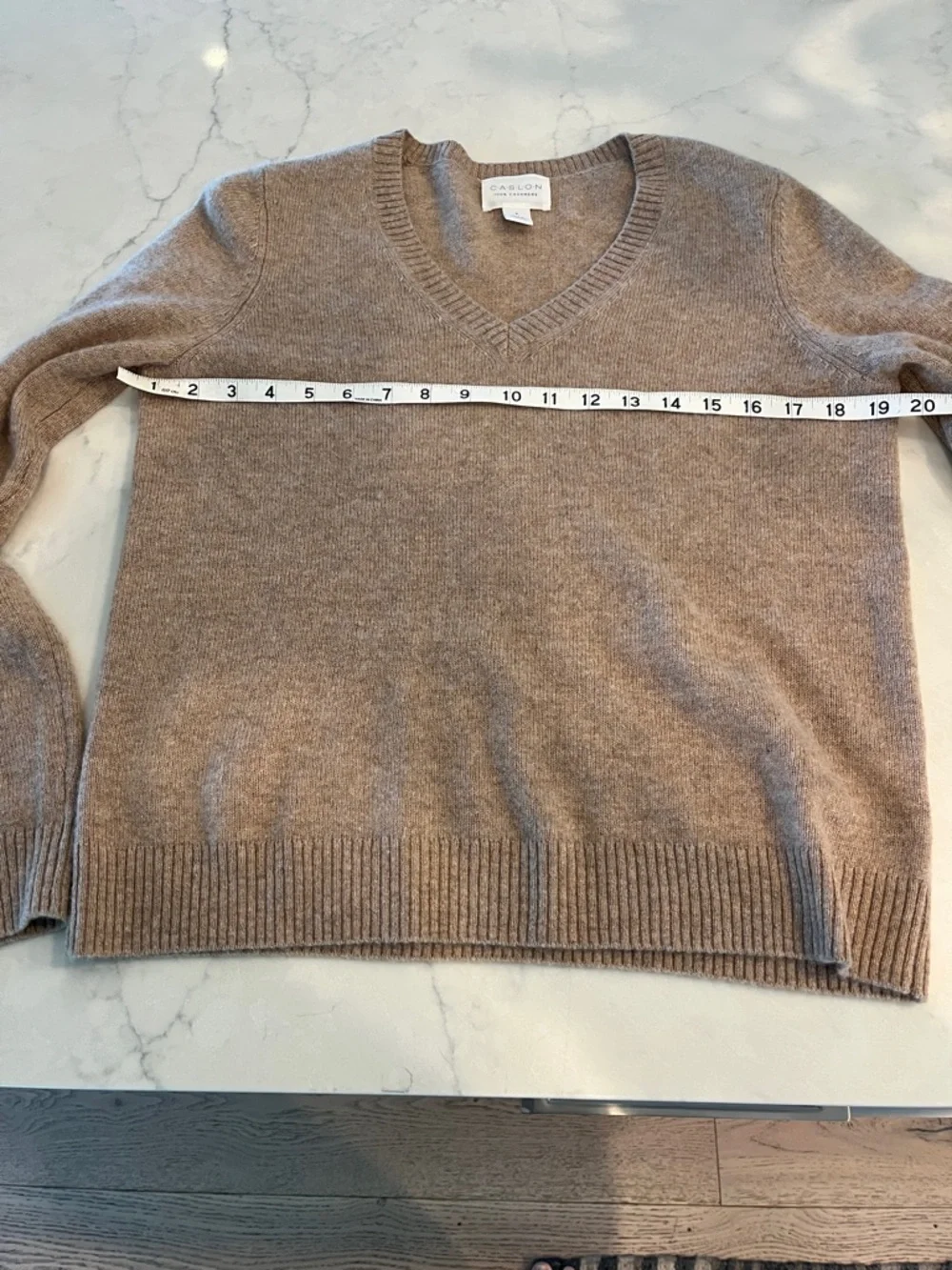 Caslon Cashmere Taupe V-Neck Sweater - Picture 6 of 7